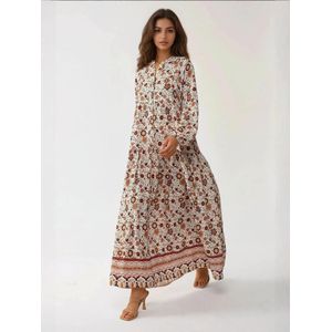 Hiccup Blousejurk  bruin / karamel / cranberry / wit