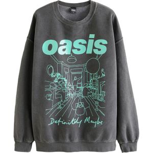 Next Sweatshirt 'Oasis'  donkergrijs / lichtgroen