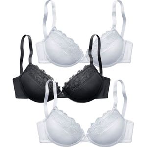 PETITE FLEUR - Push-upbeha - Set van 3 - Zacht Microtouch - Elastische Jacquardkant