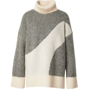 PIECES Trui 'PCLINNA'  donkergroen / offwhite / wolwit