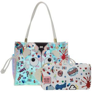 MYMO Shopper 'Pop Eyetheme'  blauw / geel / wit