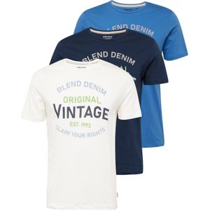 BLEND Shirt  blauw / navy / lichtgroen / wit