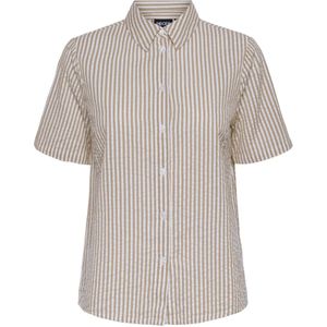 PIECES - PCSally - Blouse - Beige/Wit - Klassieke Blouse - Gestreept