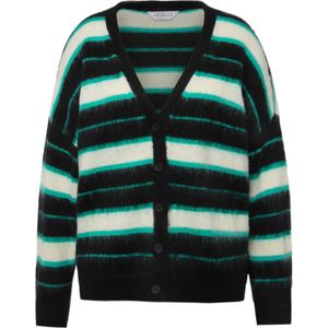 Studio Untold Gebreid vest  ecru / turquoise / zwart