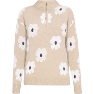 swirly Trui  beige / chocoladebruin / wit