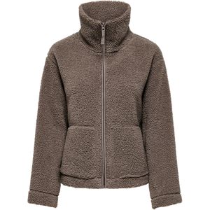 Only - MEGAN - Damesjack - Regular Fit - Teddy - Opstaande Kraag - Ritssluiting - Steekzakken