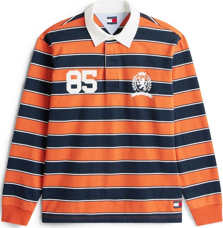 Tommy Jeans - Poloshirt - Gestreept - Relaxed Fit - Lange Mouwen - Puur Katoen