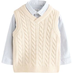 Next Set - Crème - 2-delige Set - Katoen - Weste en Hemd - Lange Mouw