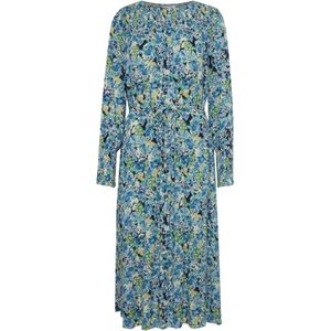 Fransa Jurk 'Nynne'  cyaan blauw / limoen / jade groen / offwhite