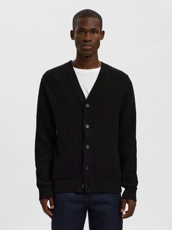 SELECTED Gebreid vest 'SLHTom'  zwart