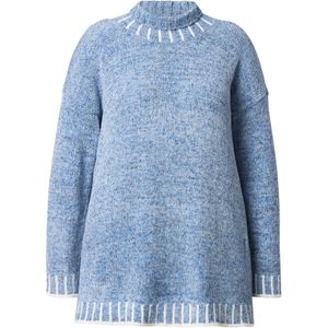 Ulla Popken Trui  blauw gemêleerd / wit