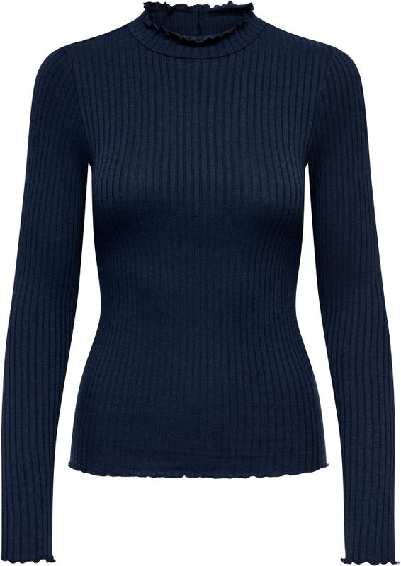 Jdyfransiska - Top - Lange Mouwen - Hoge Hals - Slim Fit - Ruches