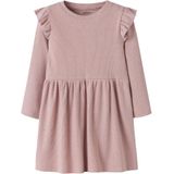Jerseyjurken - Lange Mouwen Jurk - Knielengte - O-hals - Ruches