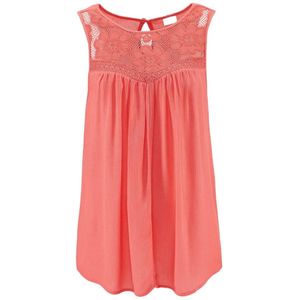 Blouse - Effen - Crêpe - Ronde Hals - Mouwloos - Normale Pasvorm