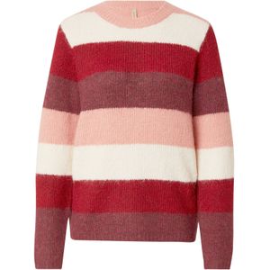 Soyaconcept - Ilene - Gebreide Trui - Wijnrood / Pastelrood / Donkerrood / Wit
