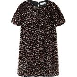 Pailletten Jurk - Fluweel - Knielengte - Korte Mouwen - Regular Fit