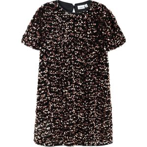 Pailletten Jurk - Fluweel - Knielengte - Korte Mouwen - Regular Fit