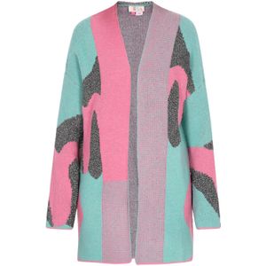 IZIA Gebreid vest  turquoise / pink / zwart