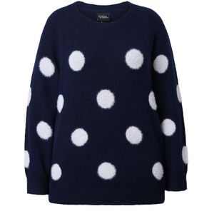Ulla Popken Trui  donkerblauw / wit