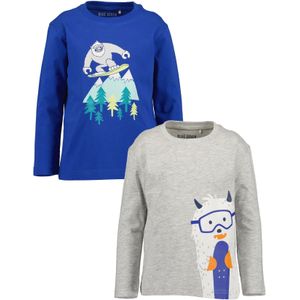 Blue Seven - Shirt - Blauw/Grijs mêlee - Lange Mouwen - Set van 2
