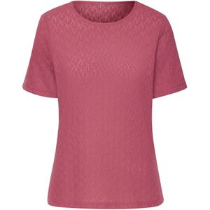 Vivance - Shirt - Bessenrood - Korte Mouwen - Ajourpatroon - Zachte Katoenkwaliteit