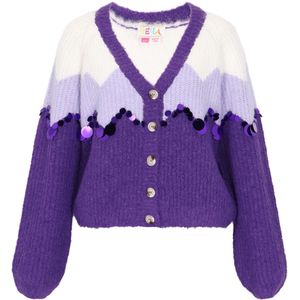 IZIA Gebreid vest  lila / sering / wit
