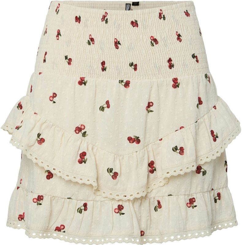 PIECES - PCThea - Rok - Beige Groen Rood - Volantrok