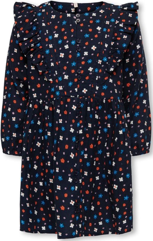 ONLY MINI - Korte Jurk - Regular Fit - Lange Mouwen - O-hals - Ruches