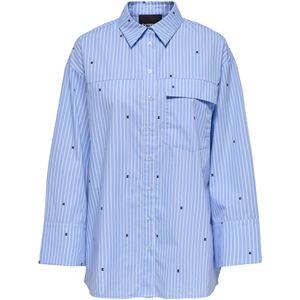 ONLY Blouse 'ONLNAIMA'  lichtblauw / zwart / wit