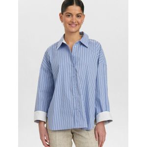 NÜMPH Blouse ' ELOISE '  blauw / wit