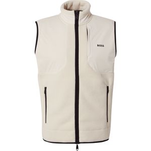 BOSS GREEN - Open White - Mouwloos Fleecevest - Opstaande Kraag - Relaxed Fit