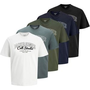 JACK & JONES Shirt 'JJMAKOTO'  smoky blue / donkerblauw / olijfgroen / zwart / wit