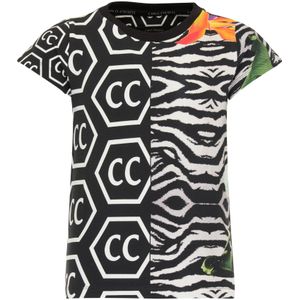 Carlo Colucci Shirt 'Cirolini'  lichtgrijs / oranje / zwart / wit