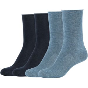 s.Oliver - Silky Touch - Huissokken - Stone melange en Navy - 4 paar