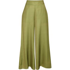 Lascana - Wijde Palazzobroek - Mosgroen - Geweven Stofbroek met Zakken