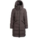 Gewatteerde lange jas met capuchon en tweewegsritssluiting, model 'LEAR'