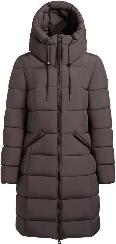 Gewatteerde lange jas met capuchon en tweewegsritssluiting, model 'LEAR'