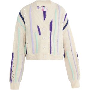 IZIA Gebreid vest 'Eyota'  mintgroen / lila / donkerlila / offwhite