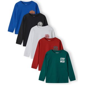 MINOTI Shirt  royal blue/koningsblauw / lichtgrijs / groen / rood / zwart