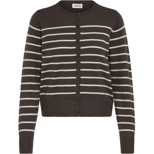 Oxmo Gebreid vest 'Fkeana'  ecru / donkerbruin