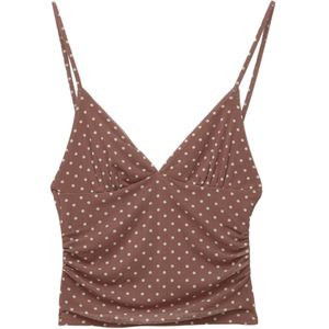Pull&Bear Top  bruin / wit
