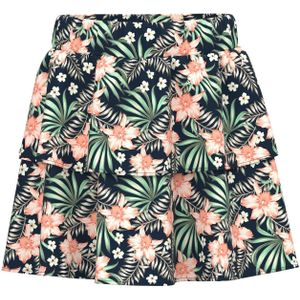 NAME IT KIDS Gebloemde Rok NKFVINAYA van Gerecycled Polyester Donkerblauw/Groen/Zalm