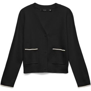 VERO MODA Gebreid vest 'VMGold'  zwart / wit