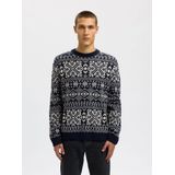 SELECTED Trui  crème / blauw / grijs