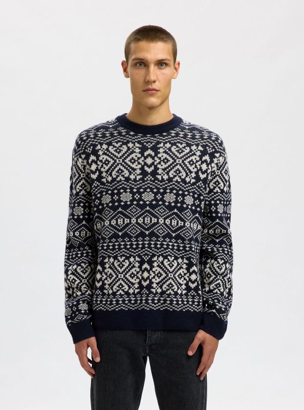 SELECTED Trui  crème / blauw / grijs