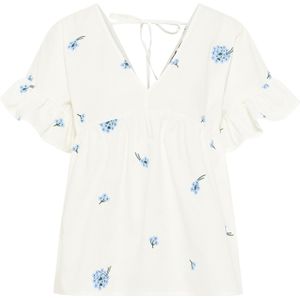 DreiMaster Vintage Blouse  lichtblauw / donkergroen / natuurwit