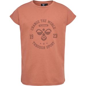 Hummel - Shirt - Oudroze - Katoen - Ronde Hals - Kwartmouw