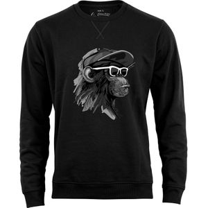 Cotton Prime Sweatshirt 'Cool Monkey Mit Brille'  grijs / zwart / wit