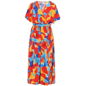 ebeeza Jurk  navy / lichtblauw / cranberry