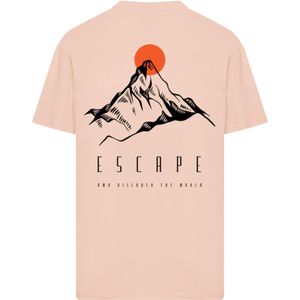 F4NT4STIC Shirt 'Escape Discover the World Mountain'  nude / oranje / zwart